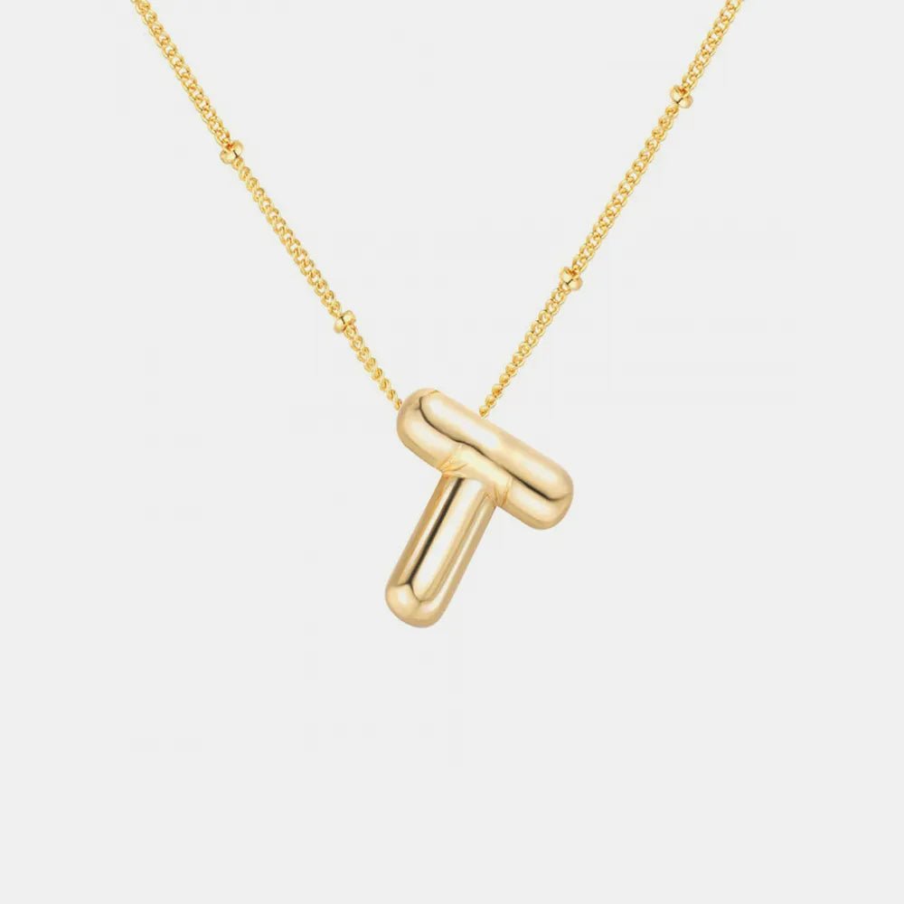 Gold - Plated Bubble Initial Necklace - adritiX