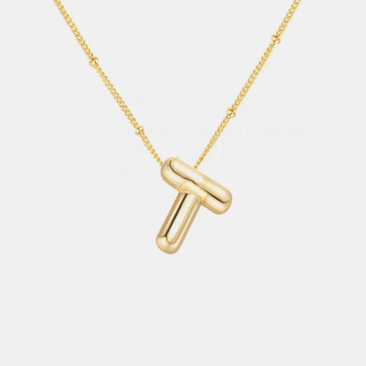 Gold - Plated Bubble Initial Necklace - adritiX