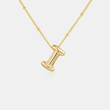 Gold - Plated Bubble Initial Necklace - adritiX