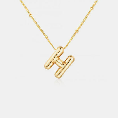 Gold - Plated Bubble Initial Necklace - adritiX