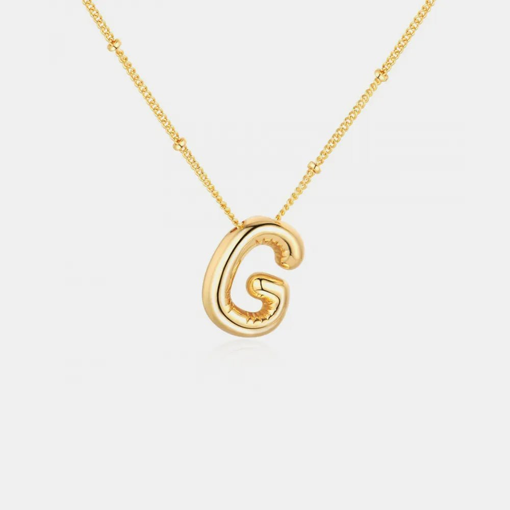 Gold - Plated Bubble Initial Necklace - adritiX