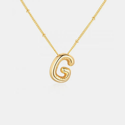 Gold - Plated Bubble Initial Necklace - adritiX