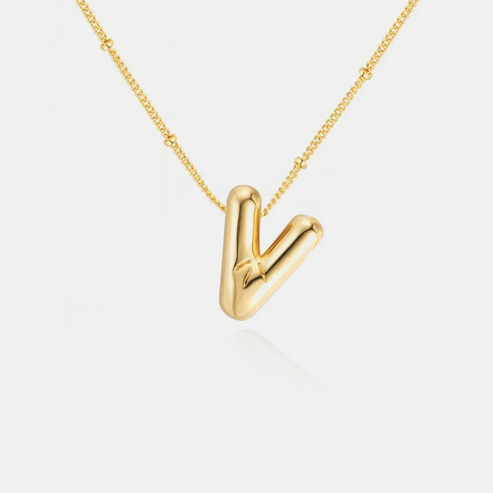 Gold - Plated Bubble Initial Necklace - adritiX