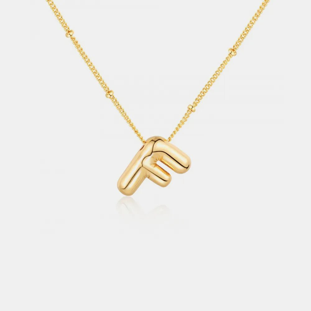 Gold - Plated Bubble Initial Necklace - adritiX