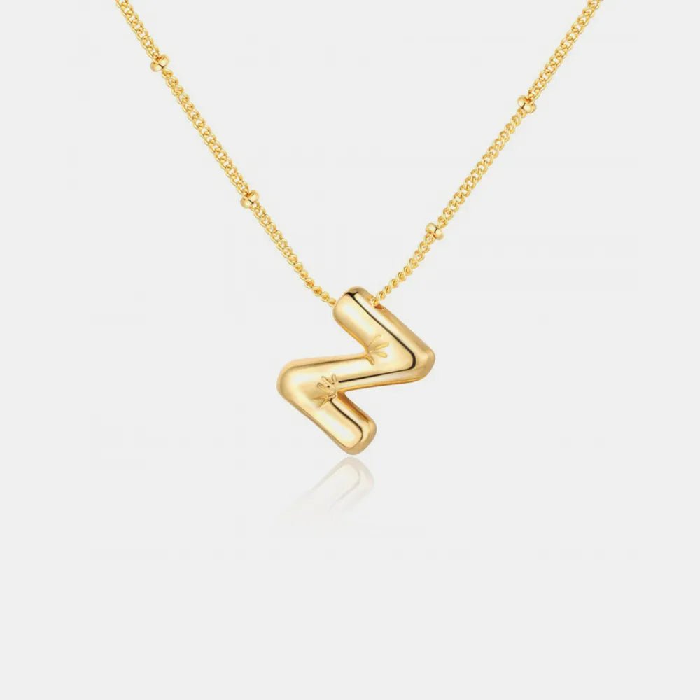 Gold - Plated Bubble Initial Necklace - adritiX