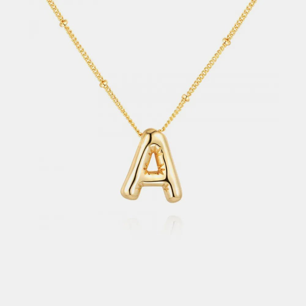 Gold - Plated Bubble Initial Necklace - adritiX