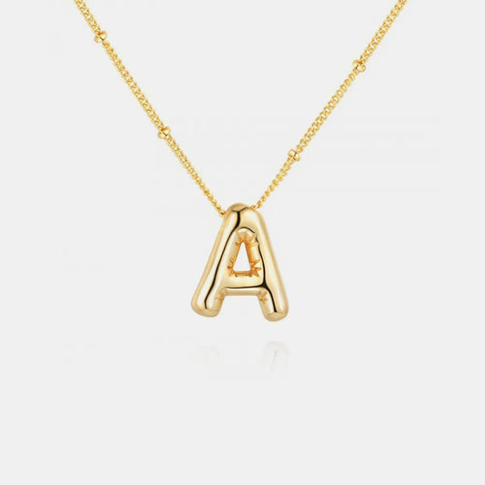 Gold - Plated Bubble Initial Necklace - adritiX