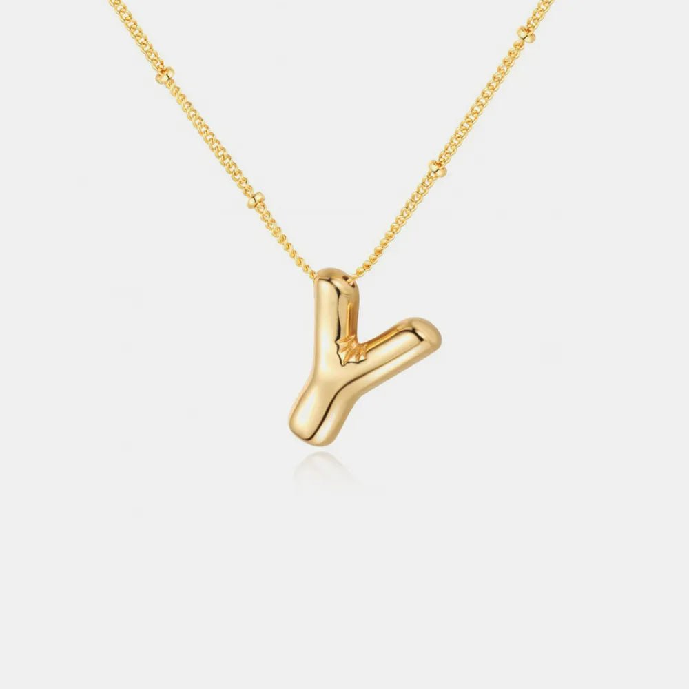 Gold - Plated Bubble Initial Necklace - adritiX