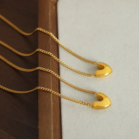 Gold - Plated Heart Pendant Necklace - adritiX