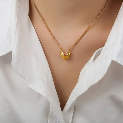 Gold - Plated Heart Pendant Necklace - adritiX