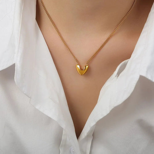 Gold - Plated Heart Pendant Necklace - adritiX