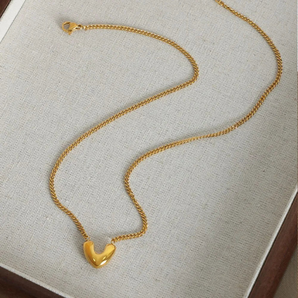 Gold - Plated Heart Pendant Necklace - adritiX