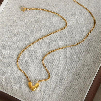 Gold - Plated Heart Pendant Necklace - adritiX