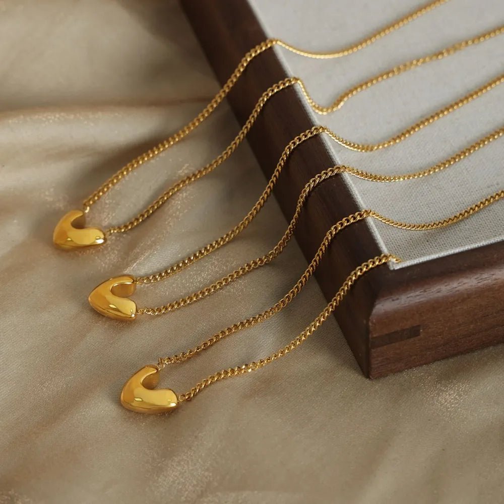 Gold - Plated Heart Pendant Necklace - adritiX