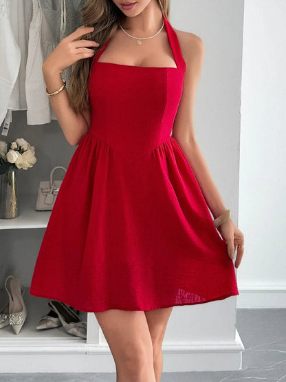 Halter Neck Summer Mini Dress - adritiX