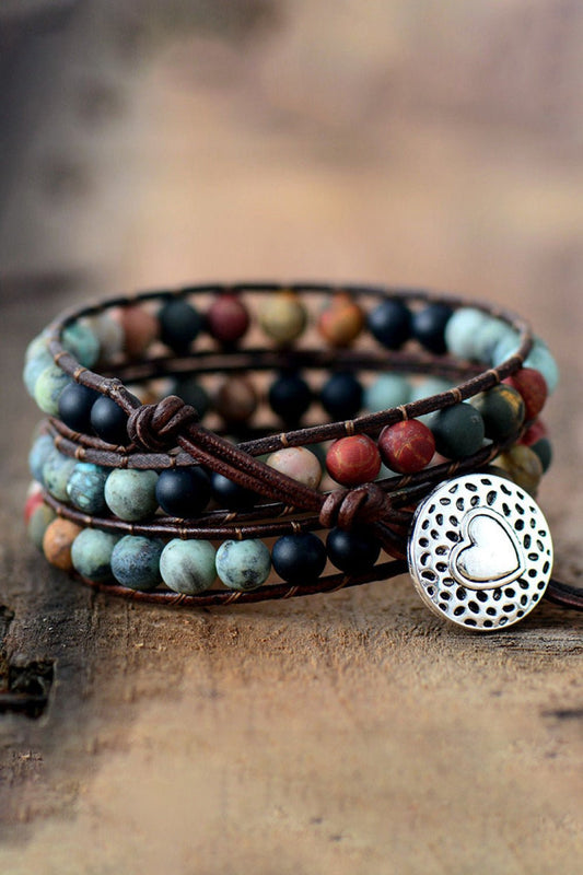 Handmade Triple Layer Beaded Agate Bracelet - adritiX