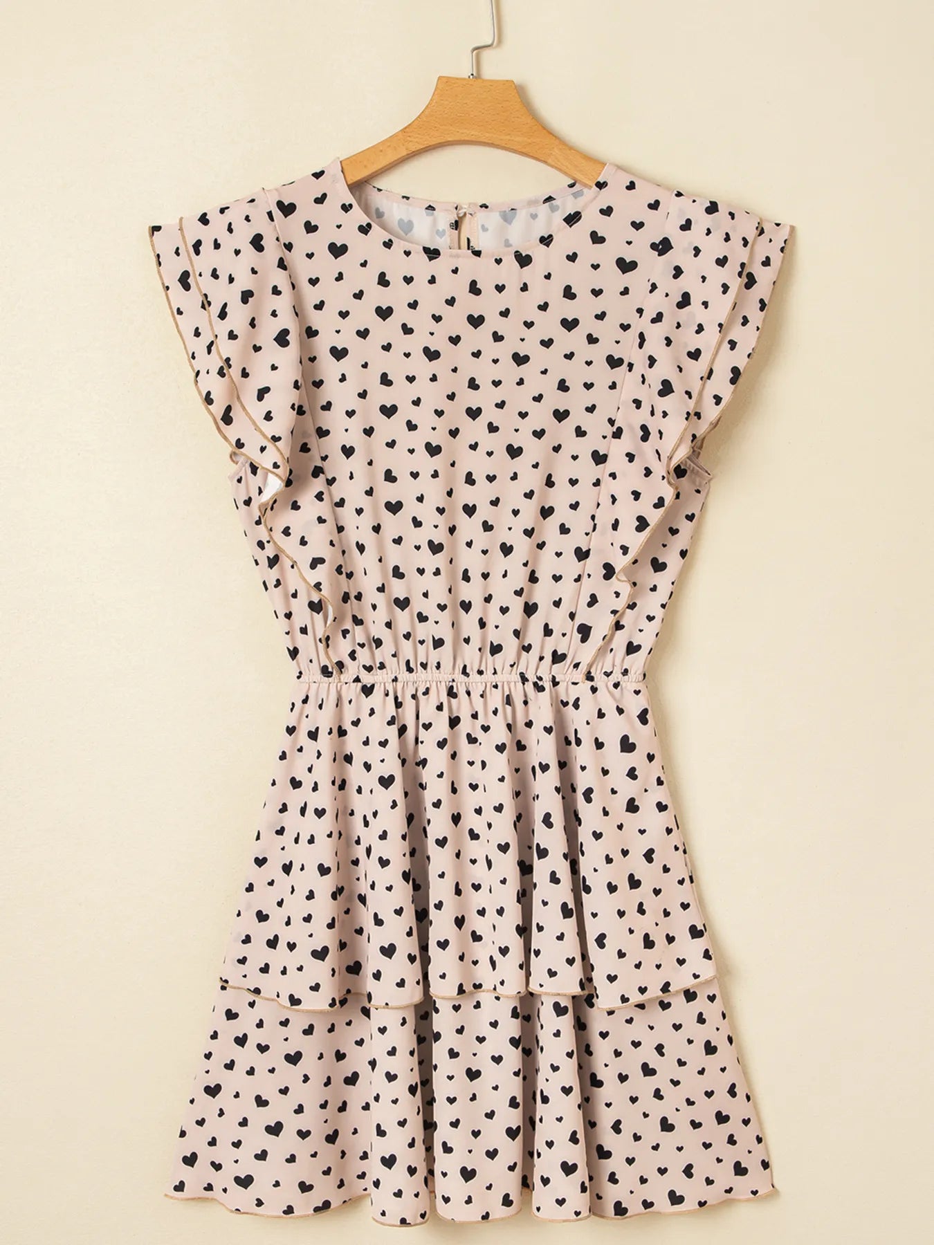 Heart Flutter Sleeve Ruffle Mini Dress - adritiX