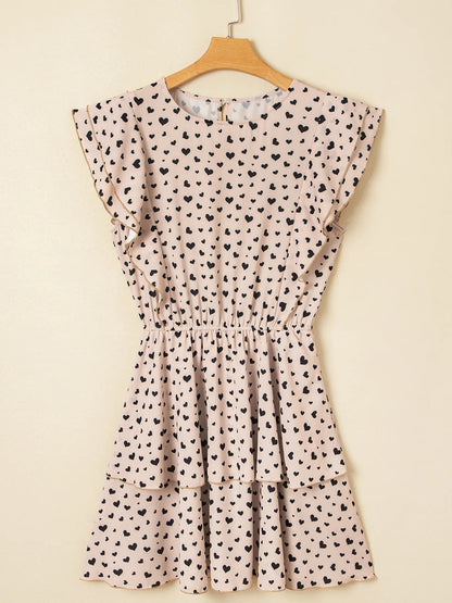 Heart Flutter Sleeve Ruffle Mini Dress - adritiX