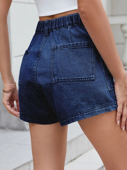 High Waist Cargo Denim Shorts - adritiX