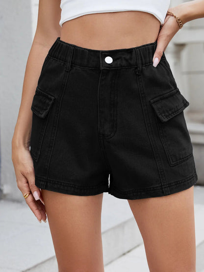 High Waist Cargo Denim Shorts - adritiX