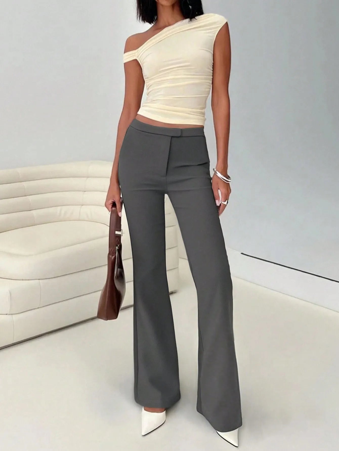High Waist Flare Leg Trousers - adritiX