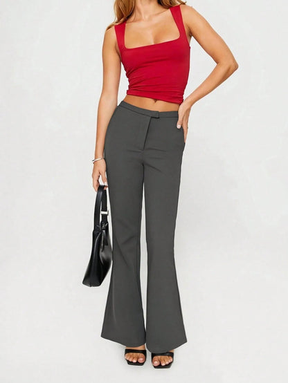High Waist Flare Leg Trousers - adritiX