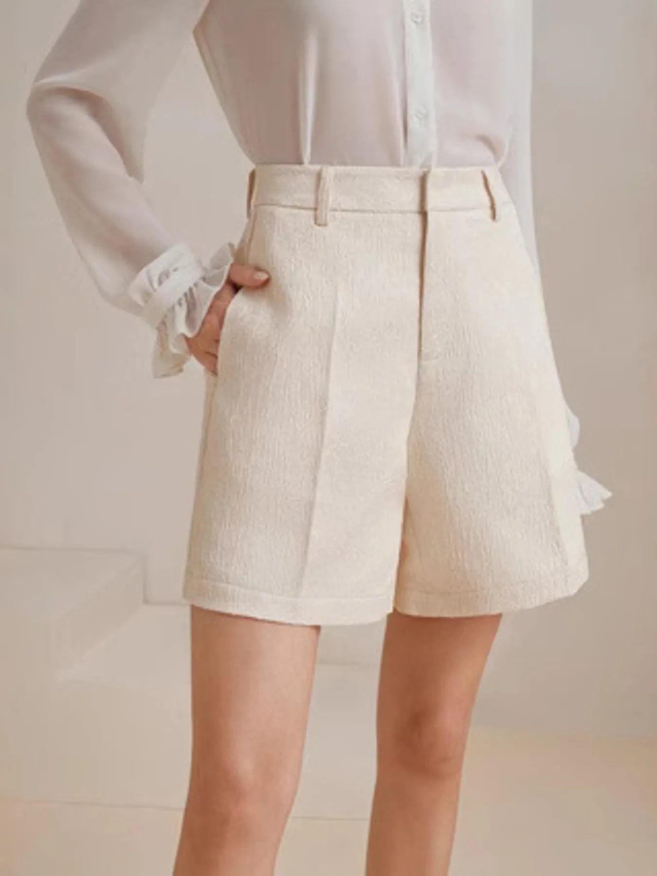 High - Waist Textured Shorts - adritiX