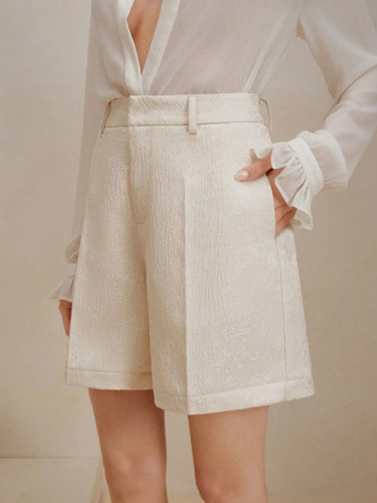 High - Waist Textured Shorts - adritiX