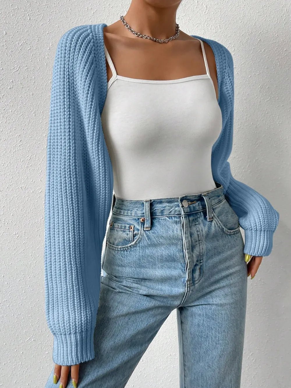 Honey Open Front Long Sleeve Cropped Cardigan - adritiX