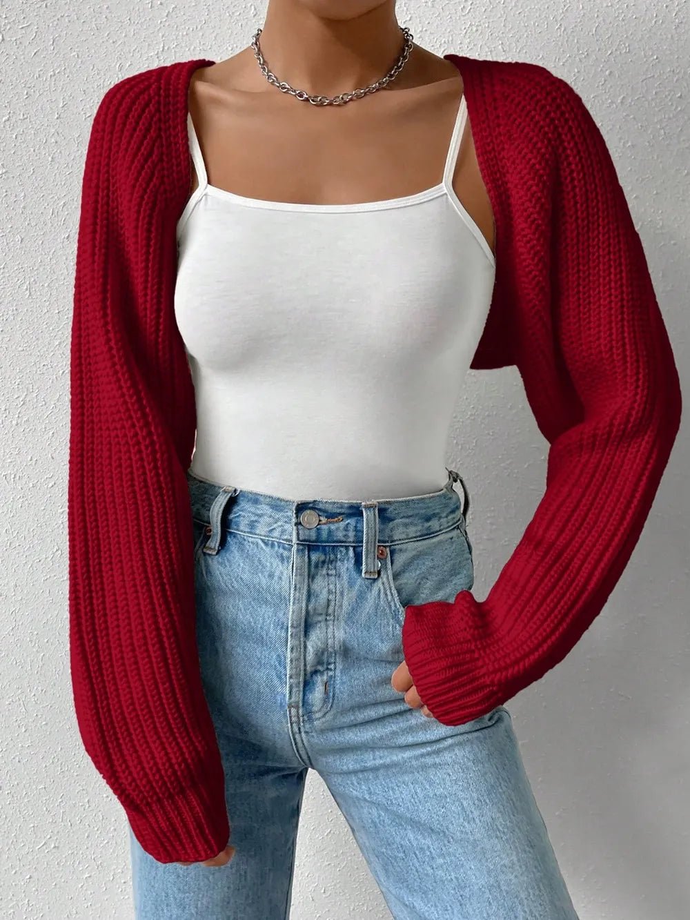 Honey Open Front Long Sleeve Cropped Cardigan - adritiX