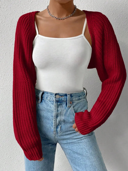 Honey Open Front Long Sleeve Cropped Cardigan - adritiX