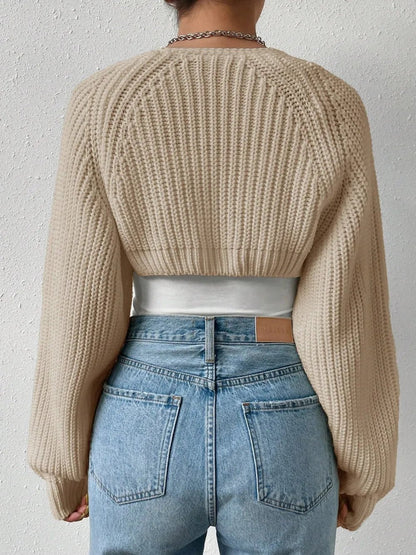 Honey Open Front Long Sleeve Cropped Cardigan - adritiX