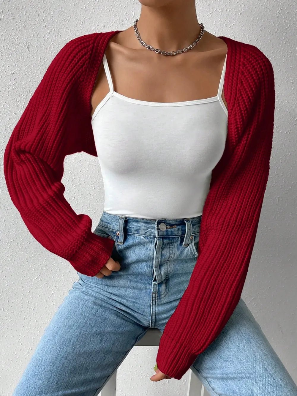 Honey Open Front Long Sleeve Cropped Cardigan - adritiX