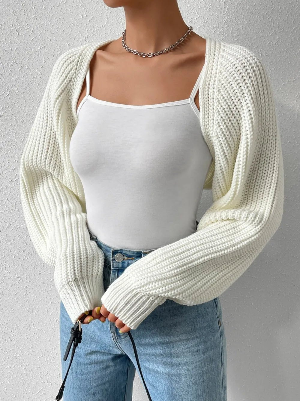 Honey Open Front Long Sleeve Cropped Cardigan - adritiX