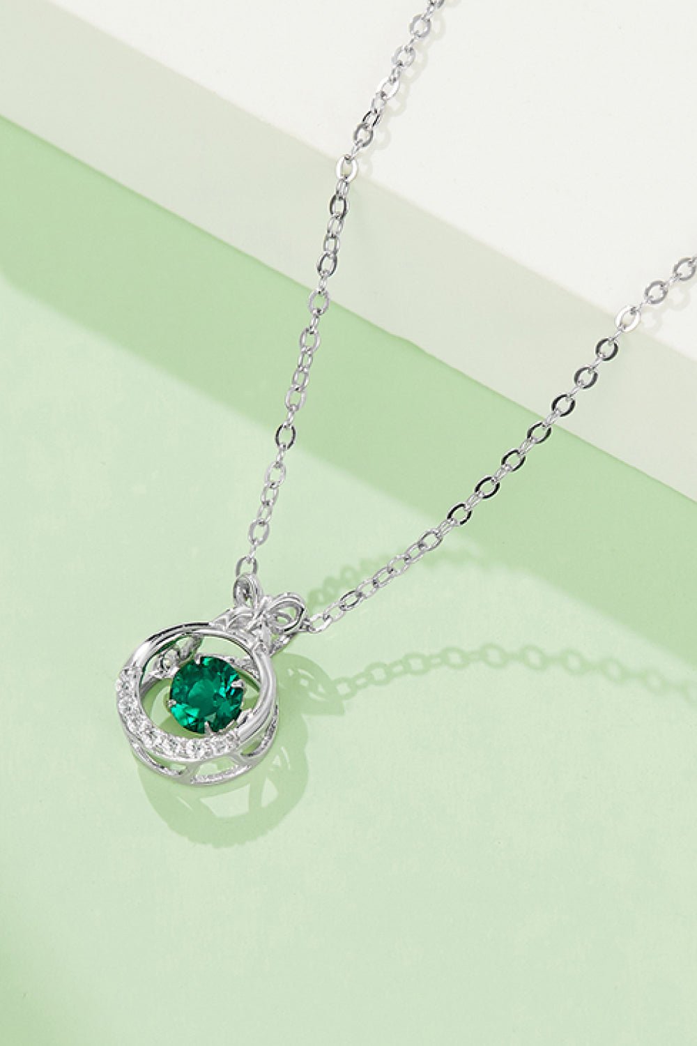 Lab - Grown Emerald Pendant Necklace - adritiX