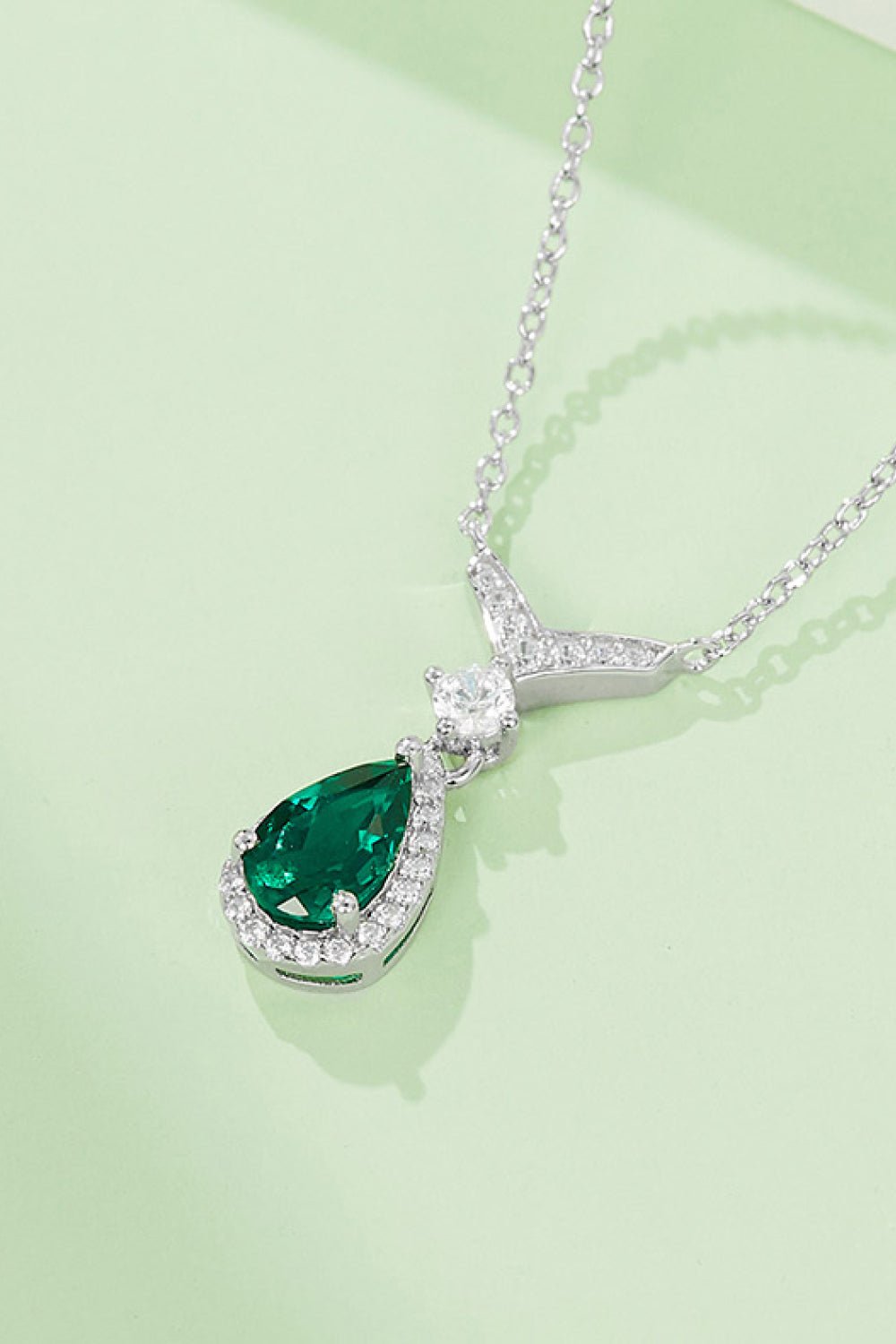 Lab - Grown Emerald Teardrop Necklace - adritiX
