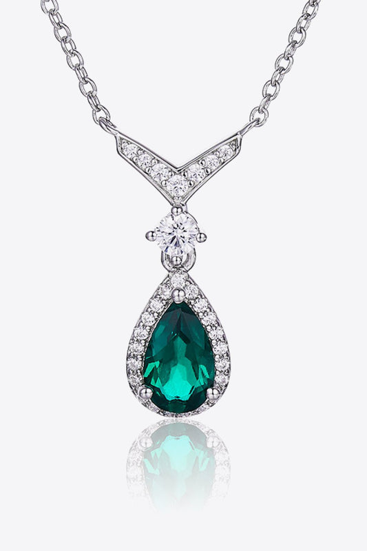 Lab - Grown Emerald Teardrop Necklace - adritiX