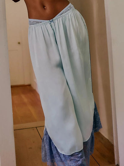 Lace Detail Wide Leg Pants - adritiX