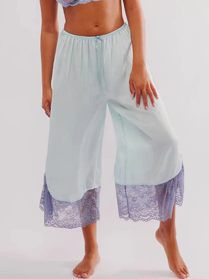 Lace Detail Wide Leg Pants - adritiX