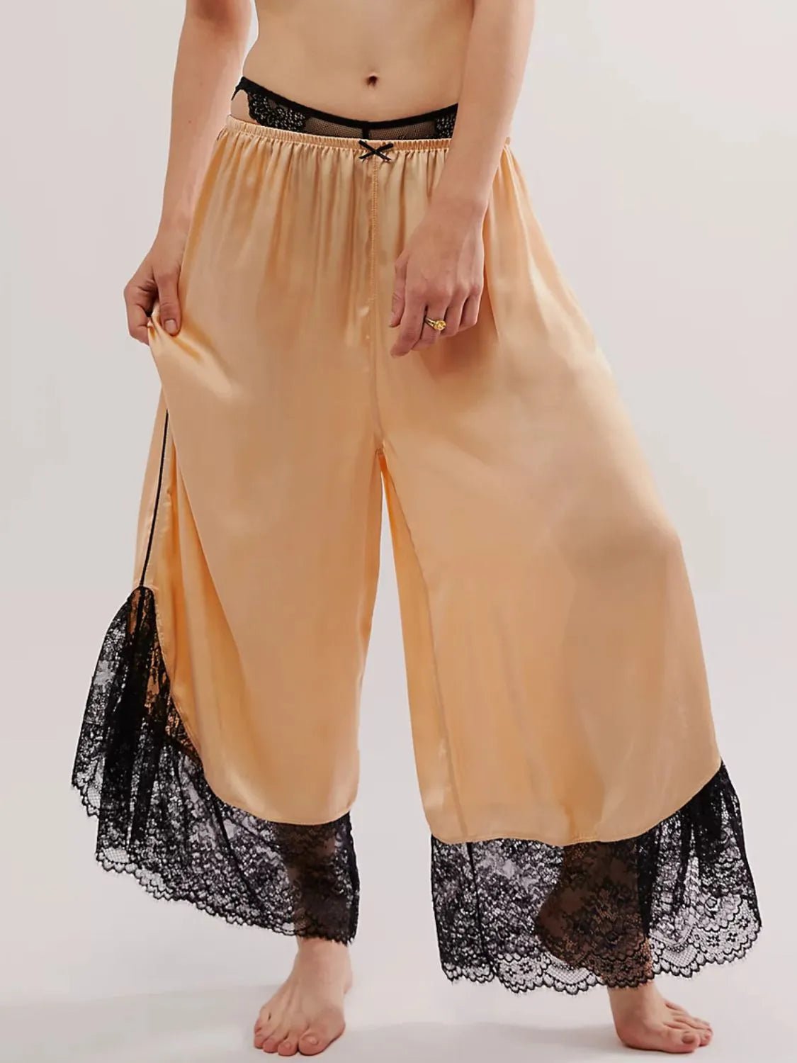 Lace Detail Wide Leg Pants - adritiX