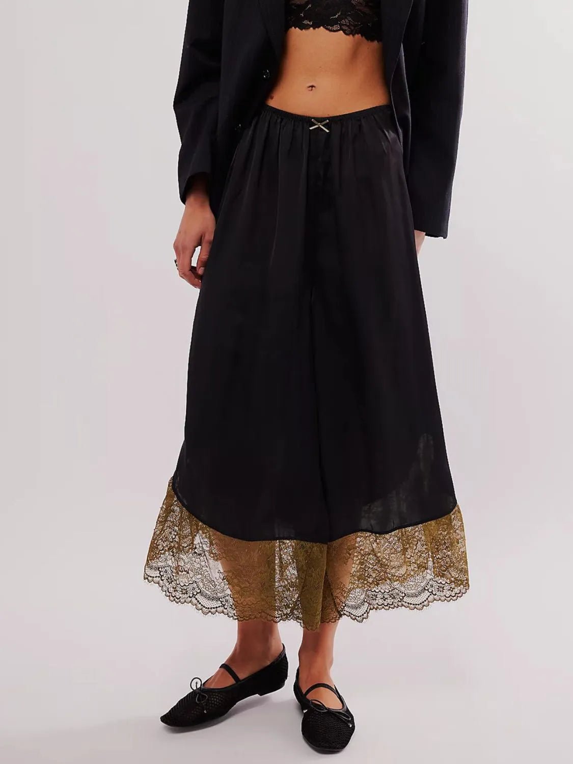 Lace Detail Wide Leg Pants - adritiX