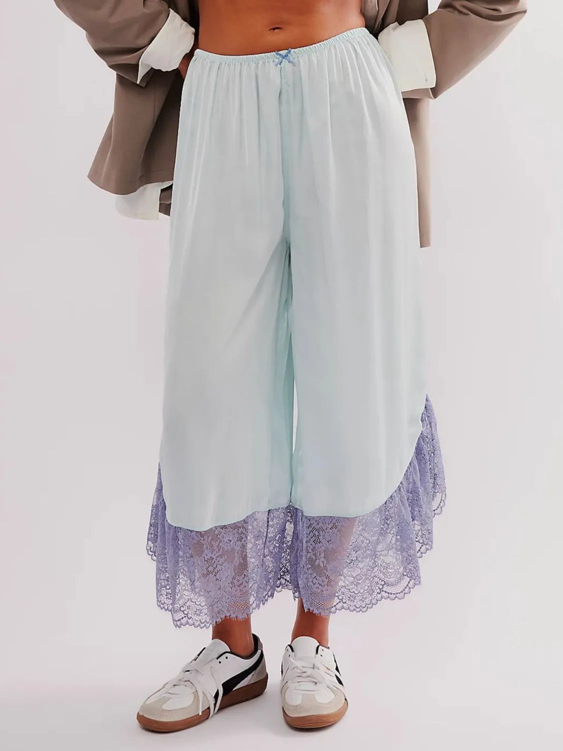 Lace Detail Wide Leg Pants - adritiX