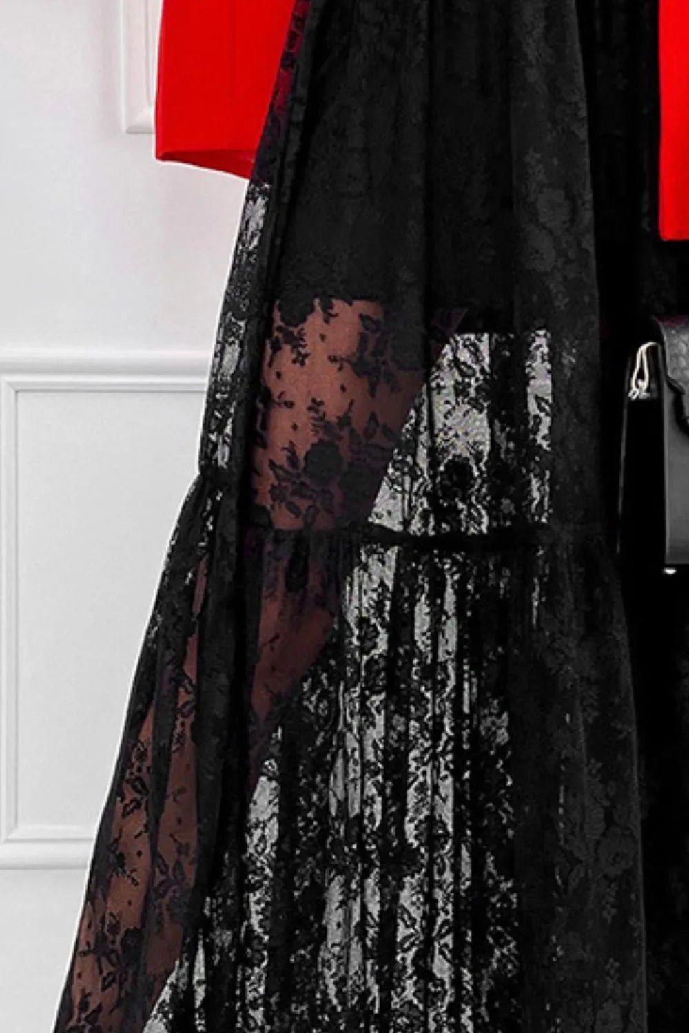 Lace Elastic Waist Maxi Skirt - adritiX
