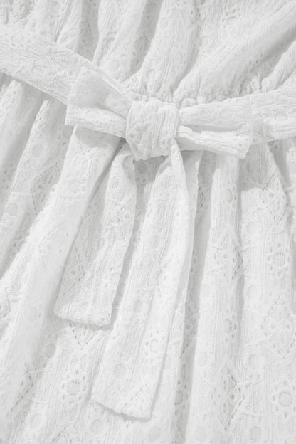 Lace Sleeveless Tied Waist Mini Dress - adritiX