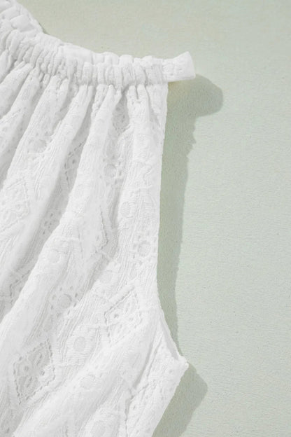 Lace Sleeveless Tied Waist Mini Dress - adritiX