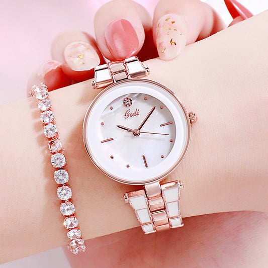 Ladies Watch Korean Style Trendy Student White Quartz - adritiX