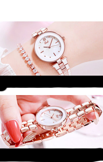 Ladies Watch Korean Style Trendy Student White Quartz - adritiX