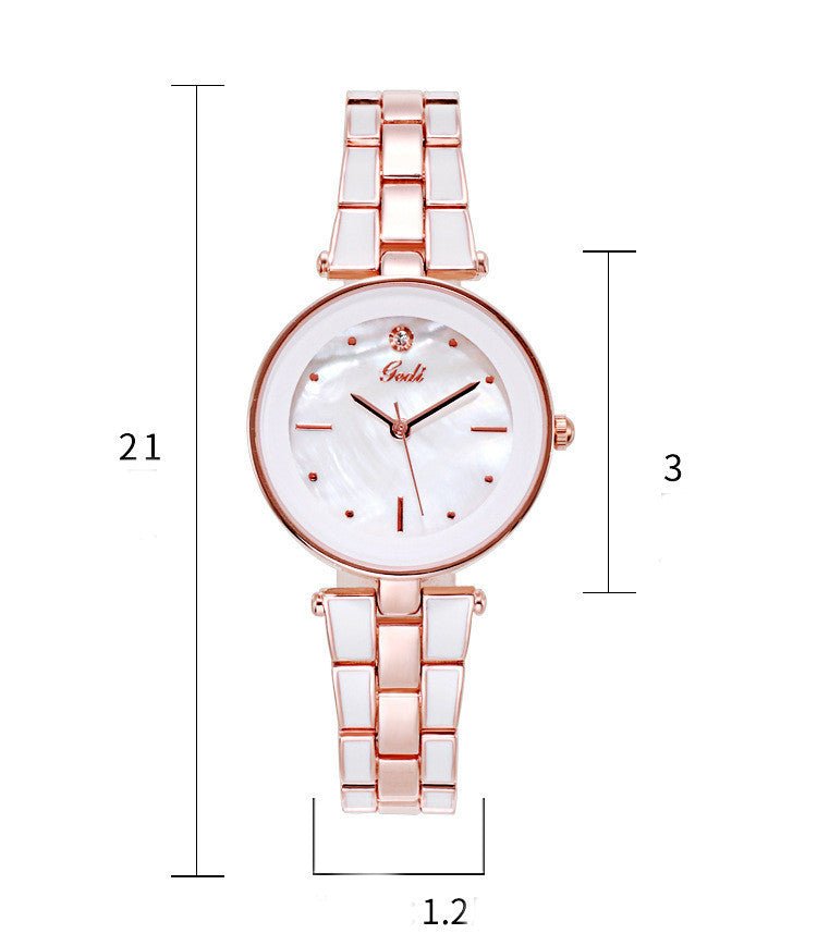 Ladies Watch Korean Style Trendy Student White Quartz - adritiX