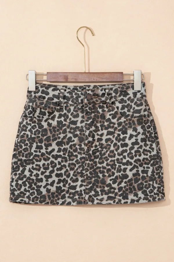 Leopard Denim Mini Skirt - adritiX