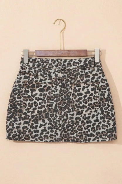 Leopard Denim Mini Skirt - adritiX